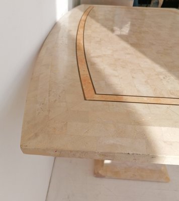 Vintage American Tessellated Cream Pink Marble Veneer Brass Dining Table By Maitland Smith For Sale At Pamono