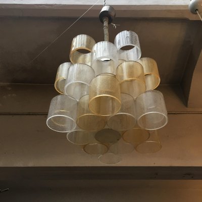 Italian Murano Glass Bi Colored Ceiling Lamp From Poliarte 1970s