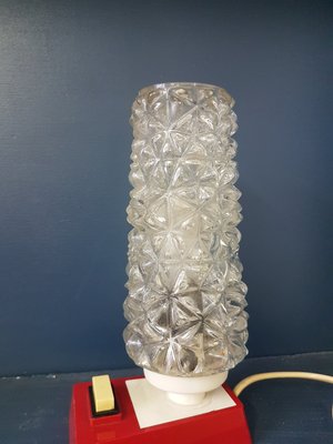 small red table lamp