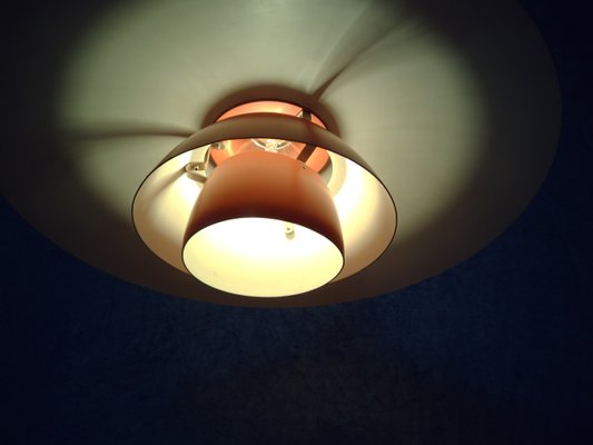 Model Ph4 3 Coral Red Ceiling Lamp By Poul Henningsen For Louis