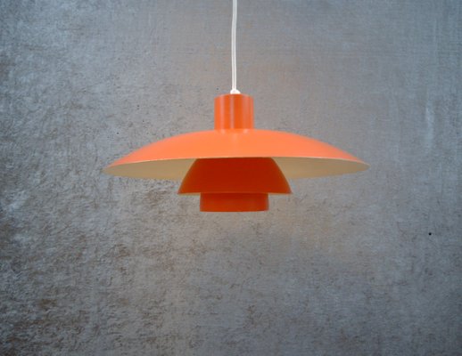 Model Ph4 3 Coral Red Ceiling Lamp By Poul Henningsen For Louis Poulsen 1960s