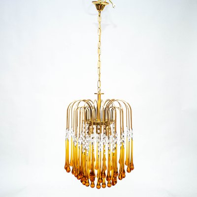 Vintage Amber Murano Glass Teardrop Chandelier For At Pamono