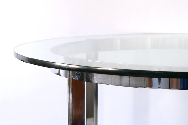 Large Glass And Steel Coffee Table, 42 Inch Round Coffee Table Glass