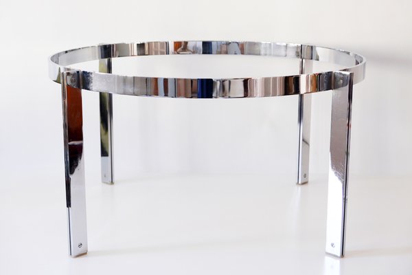 Large Glass And Steel Coffee Table 1970s For Sale At Pamono