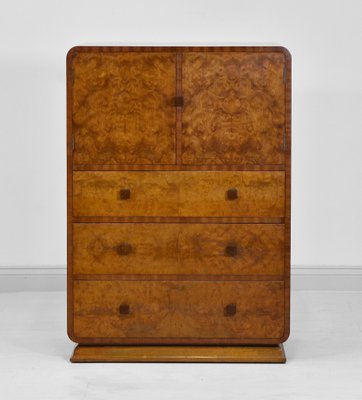 Art Deco Birch Burr And Oak Tallboy Dresser 1930s For Sale At