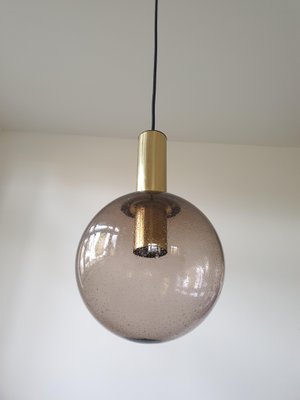 Vintage German Glass Brass Ceiling Lamp From Limburg 1960s