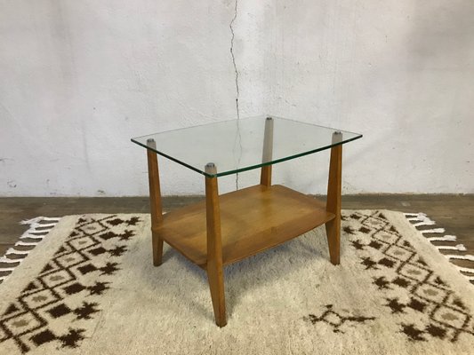 Vintage Oak And Glass Triangular Low Coffee Table For At Pamono