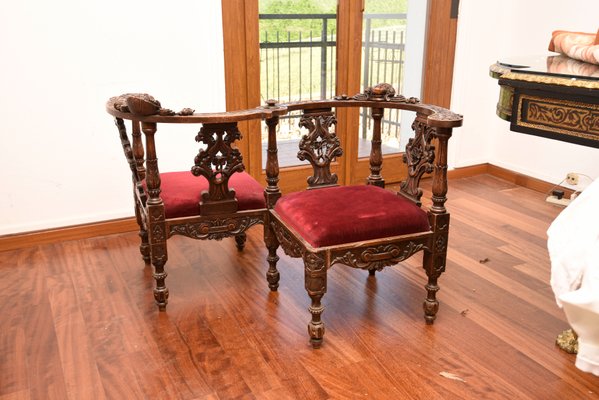 Antique Italian Walnut Armchair With 2 Seats For Sale At Pamono