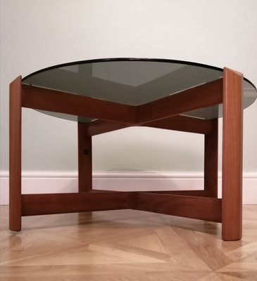 Vintage Teak And Smoked Glass Coffee Table From Myer For Sale At
