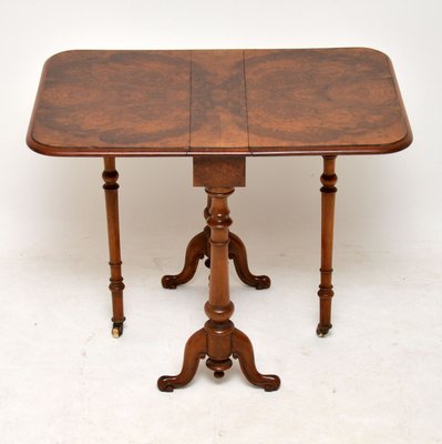 Antique Victorian Burr Walnut Drop Leaf Side Table For At Pamono Antique Victorian Burr Walnut Drop Leaf
