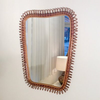 Large Italian Rattan And Bamboo Mirror By Gio Ponti 1950s For Rattan And Bamboo Mirror By Gio Ponti