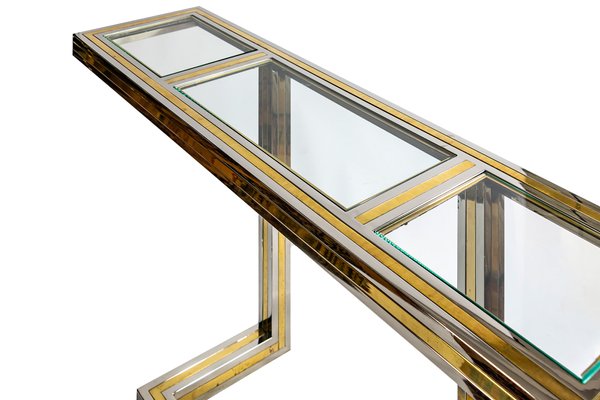 Vintage Italian Brass Chrome And, Chrome And Glass Console Table Ireland