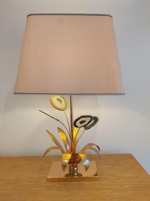 Vintage Agate Stone Table Lamp by Willy Daro