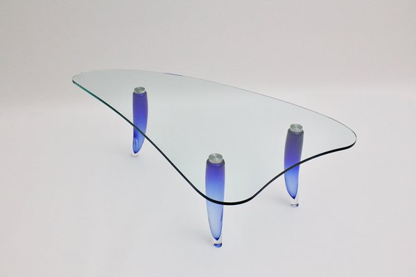 Antique blue on sale glass coffee table