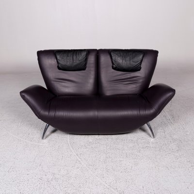 Vintage Purple Leather 2 Seater Sofa From Leolux For Sale At Pamono
