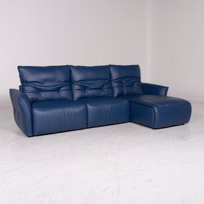 Vintage Blue Leather Corner Sofa From Ewald Schillig For At Leather Corner Sofa From Ewald Schillig