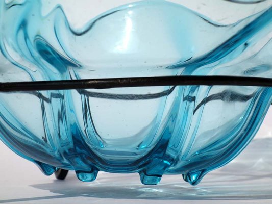 Art Glass Vintage Art Glass Turquoise Blue Glass Dish Bowl Ashtray Italian 1960 S 51 Pottery Porcelain Glass Optexindia In
