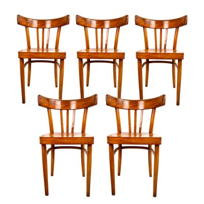 Vintage Wooden Dining Chairs From Kok Set Of 5 For Sale At Pamono