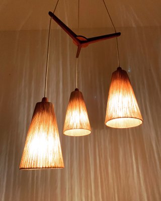 Danish Raffia And Teak Cascade Ceiling Lamp 1960s For Sale At Pamono