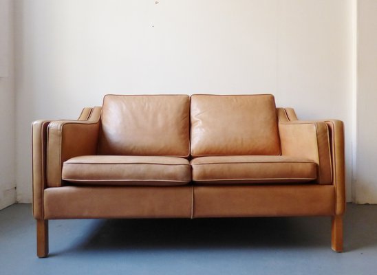 Vintage Danish Tan Leather 2 Seater Sofa For Sale At Pamono