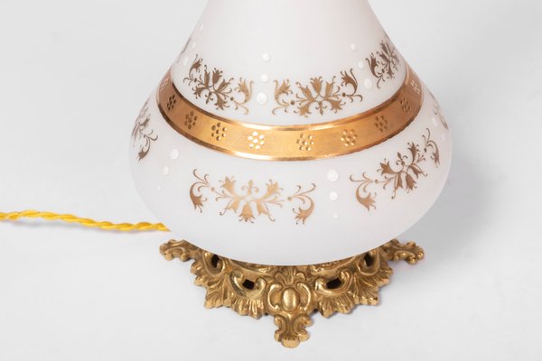 Antique White Opaline Glass Table Lamps, Antique White Table Lamps