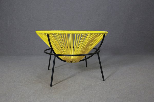 Mid Century Iron And Plastic Bowl Chair, Lina Leather Folding Chair