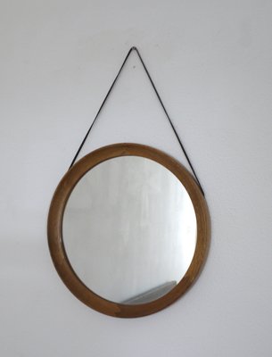 Mid Century Danish Leather And Oak Round Mirror For At Pamono Mid Century Danish Leather And Oak