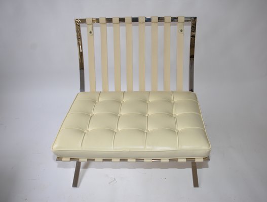 Barcelona Style White Leather Lounge Chair And Ottoman 1980s For White Leather Lounge Chair