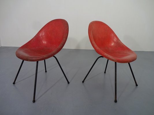 French Fiberglass Side Chairs 1960s Set of 2