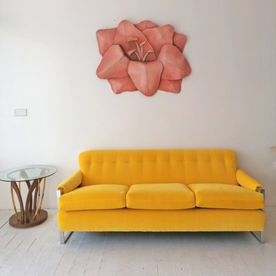 American Chrome And Yellow Velvet Sofa 1970s For Sale At Pamono