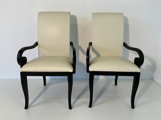 Art Deco Italian Black And White Dining Chairs 1980s Set Of 2 For Sale At Pamono