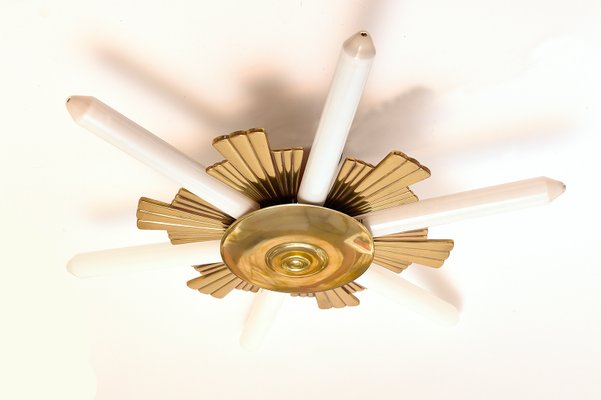 Vintage Art Deco Brass Ceiling Lamp From Fog Morup