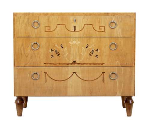 Art Deco Inlaid Elm And Birch Dresser 1940s For Sale At Pamono