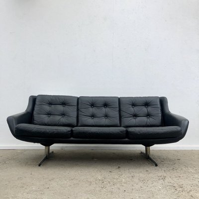 Vintage Black Leather Sofa 1960s For Sale At Pamono