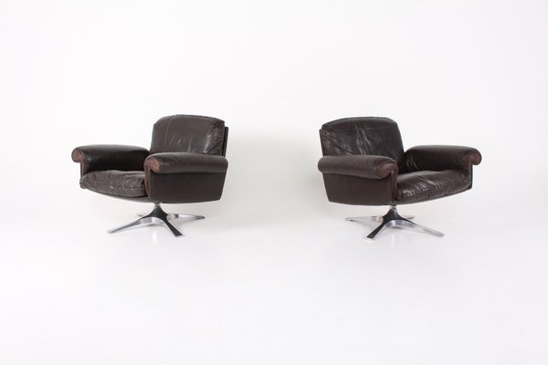 Modell Ds 31 Drehsessel Aus Leder Von De Sede 1970er 2er Set Bei Pamono Kaufen