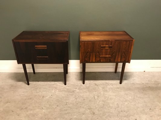 Mid century style nightstands also follow this design philosophy and its core postulates with simple form, streamlined silhouette and functionality unimpeded by unnecessary ornaments. mid century danish rosewood nightstands set of 2