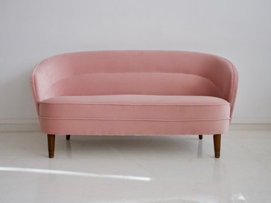 Danish Pink Velvet Sofa 1940s For Sale At Pamono