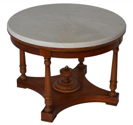 White Marble Cherry Coffee Table, Round Cherry Coffee Table
