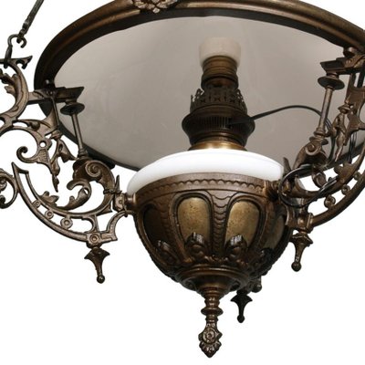 Antique Italian Murano Glass and Bronze Ceiling Lamp
