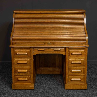 Antique Edwardian Oak Roll Top Desk For Sale At Pamono