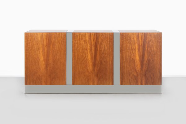 Rosewood And Chrome Credenza By Milo Baughman For Thayer Coggin