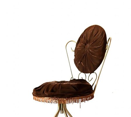 Chocolate Brown Velvet Vanity Chair, 1960s for sale at Pamono