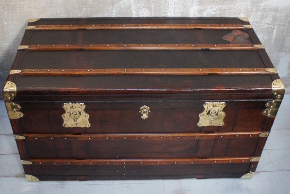 Large Antique French Steamer Trunk From Soyez Pete Lille For Sale