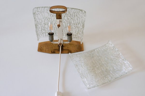 Mid-Century Italian Ice Glass Table Lamp, 1950s for sale at Pamono