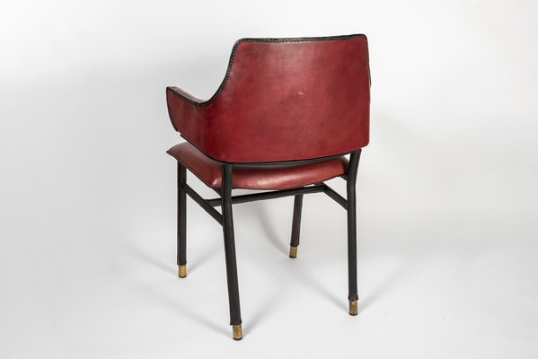 Leather Armchair by Jacques Adnet, 1950s for sale at Pamono