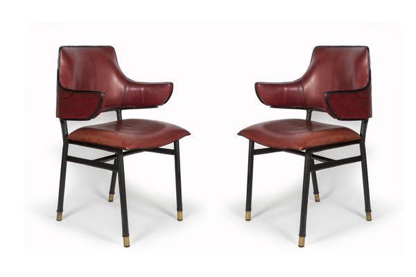 Leather Armchair by Jacques Adnet, 1950s for sale at Pamono