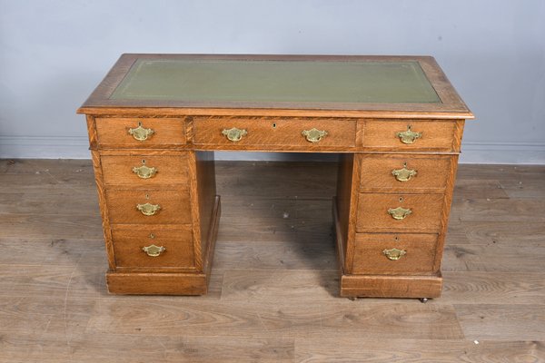 Antique Victorian Oak Pedestal Desk For Sale At Pamono