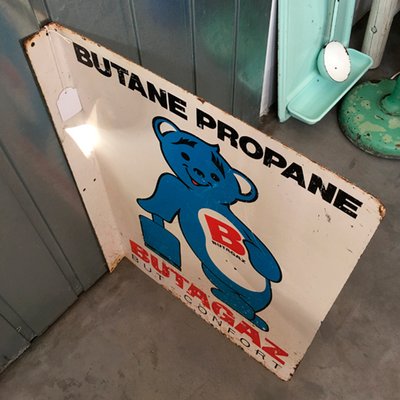French Glazed Advertising Butagaz Sign, 1950s for sale at Pamono French Glazed Advertising Butagaz Sign, 1950s for sale at Pamono