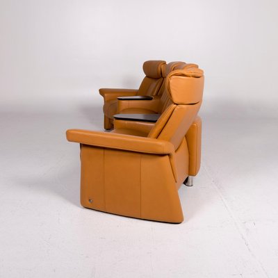 Vintage Mustard Yellow Leather 4 Seater Corner Sofa From