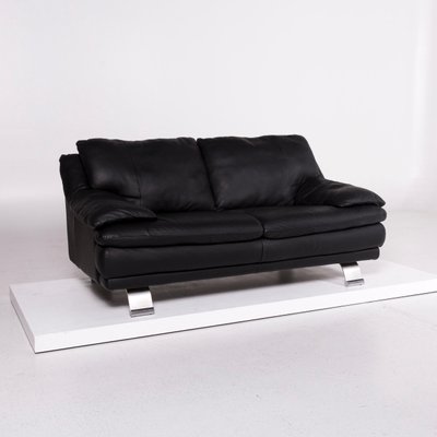 Vintage Black Leather 2 Seater Sofa From Italsofa For Sale At Pamono